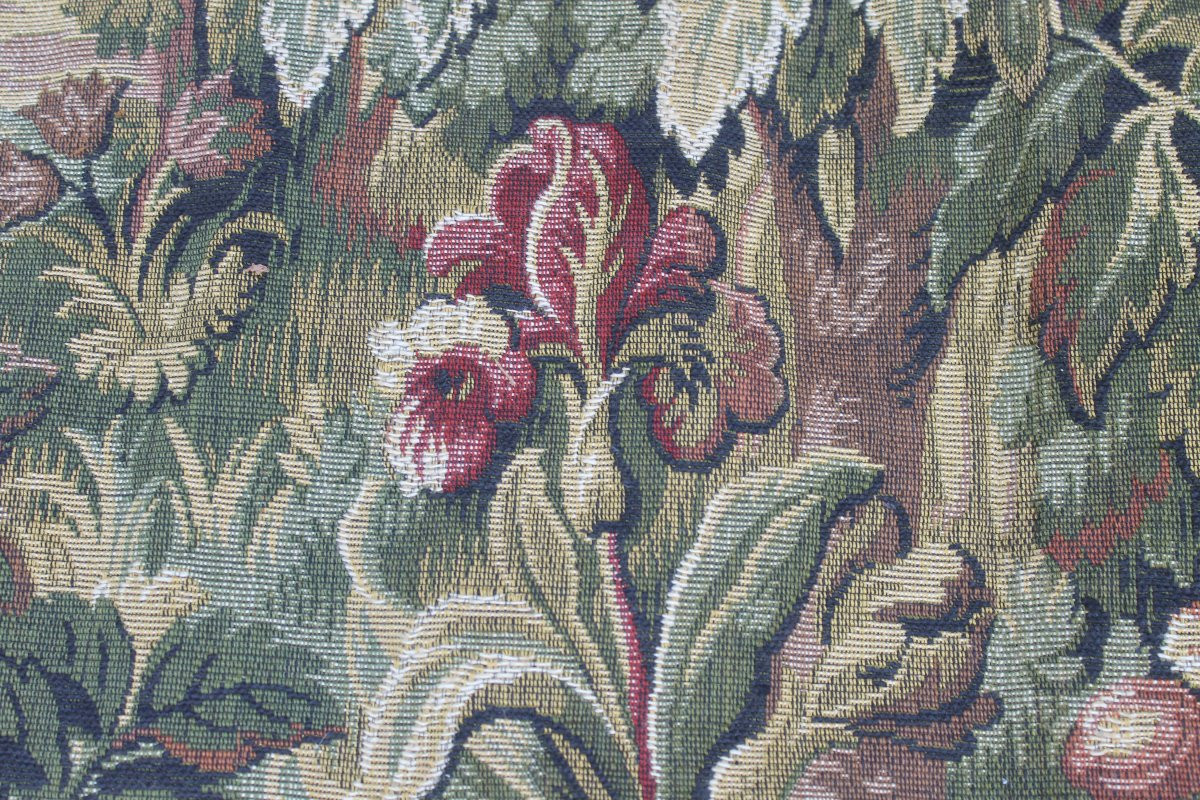 2 paires de rideaux tentures en tissé Jacquard à décor de verdure de style Louis XIII-photo-2