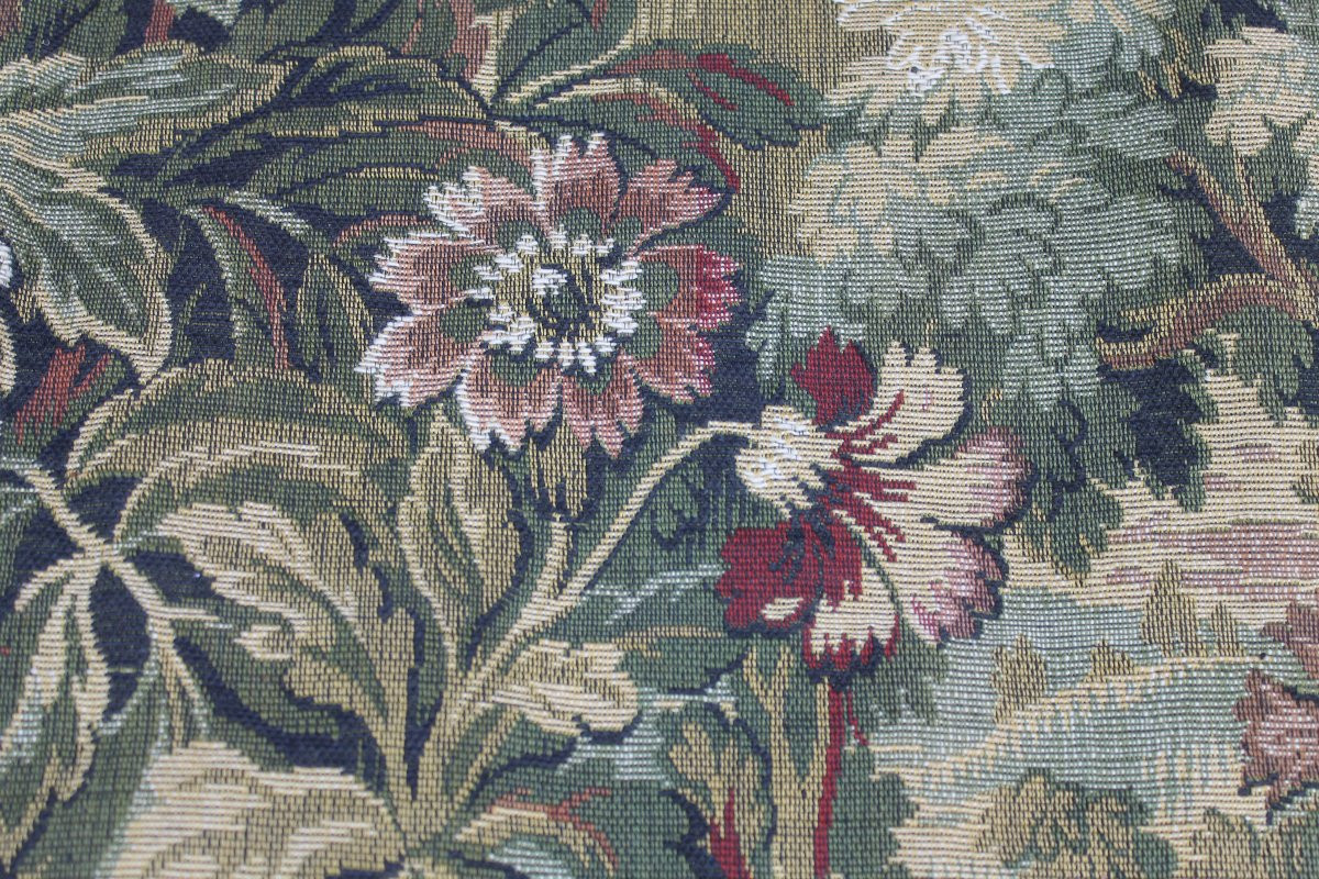 2 paires de rideaux tentures en tissé Jacquard à décor de verdure de style Louis XIII-photo-3