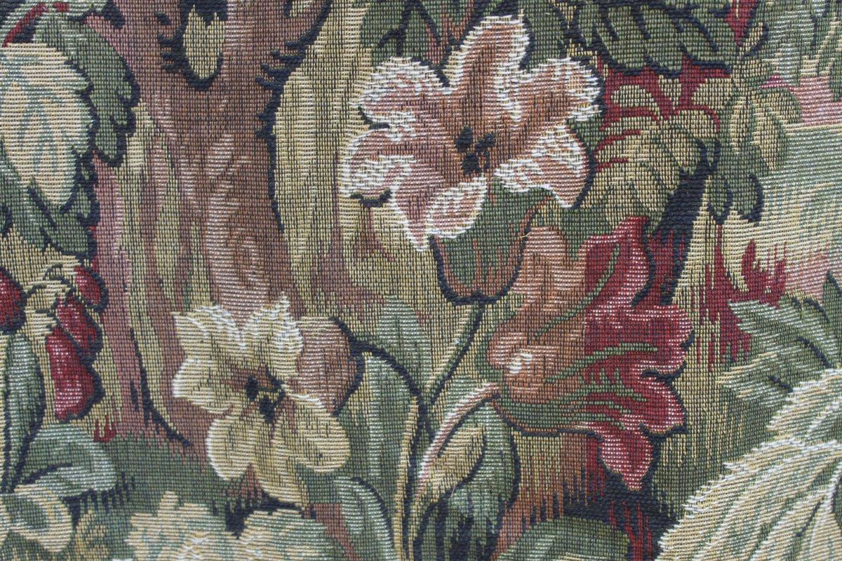 2 paires de rideaux tentures en tissé Jacquard à décor de verdure de style Louis XIII-photo-4