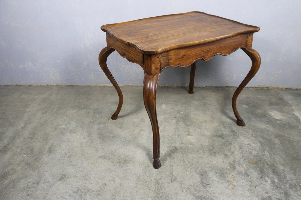 Louis XV Style Table In Fruit Wood With Cabaret Top And 2 Drawers, Late 19th Century-photo-6