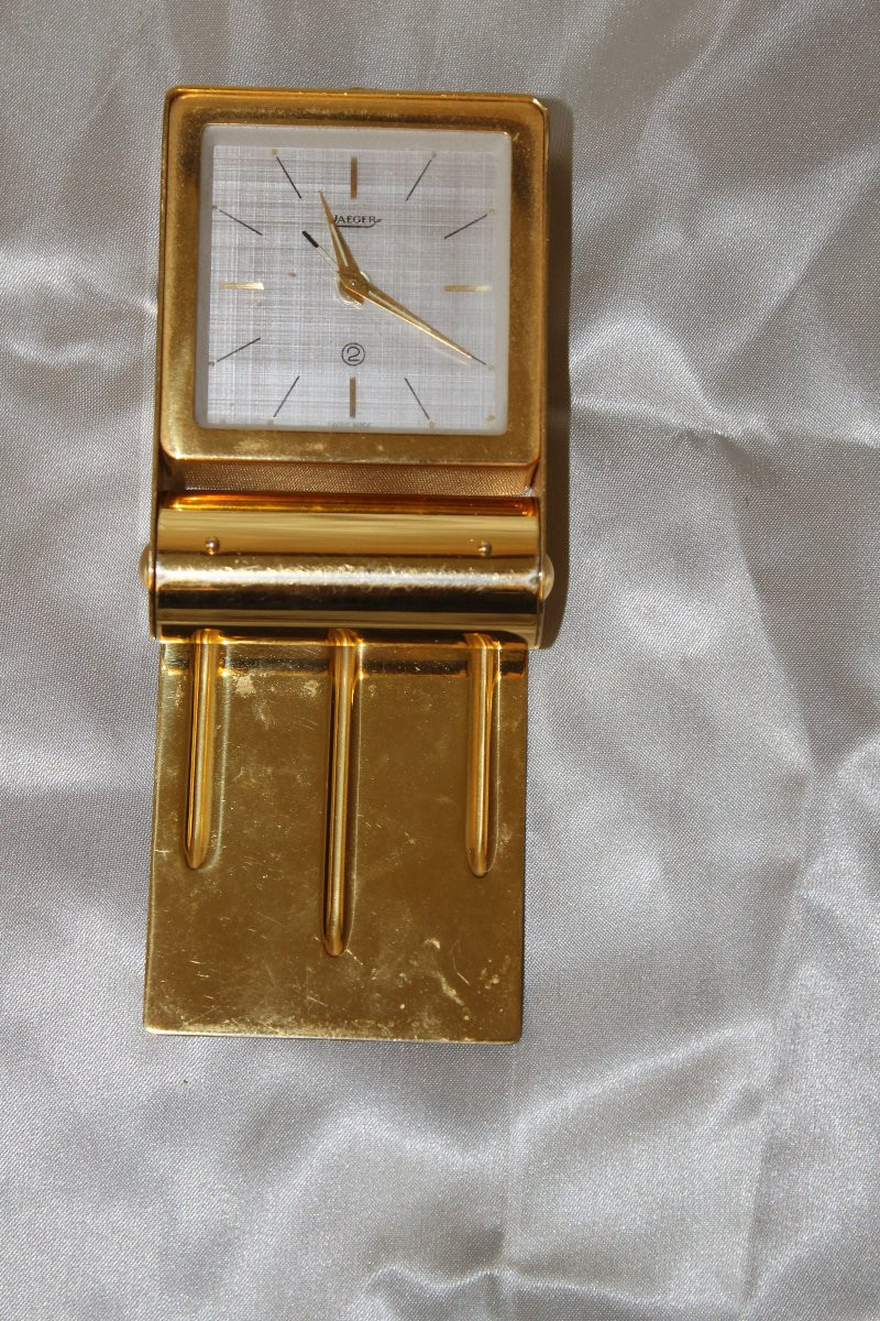 Réveil de voyage Jaeger à 2 jours fabrication Suisse vintage entre 1950 et 1959-photo-3