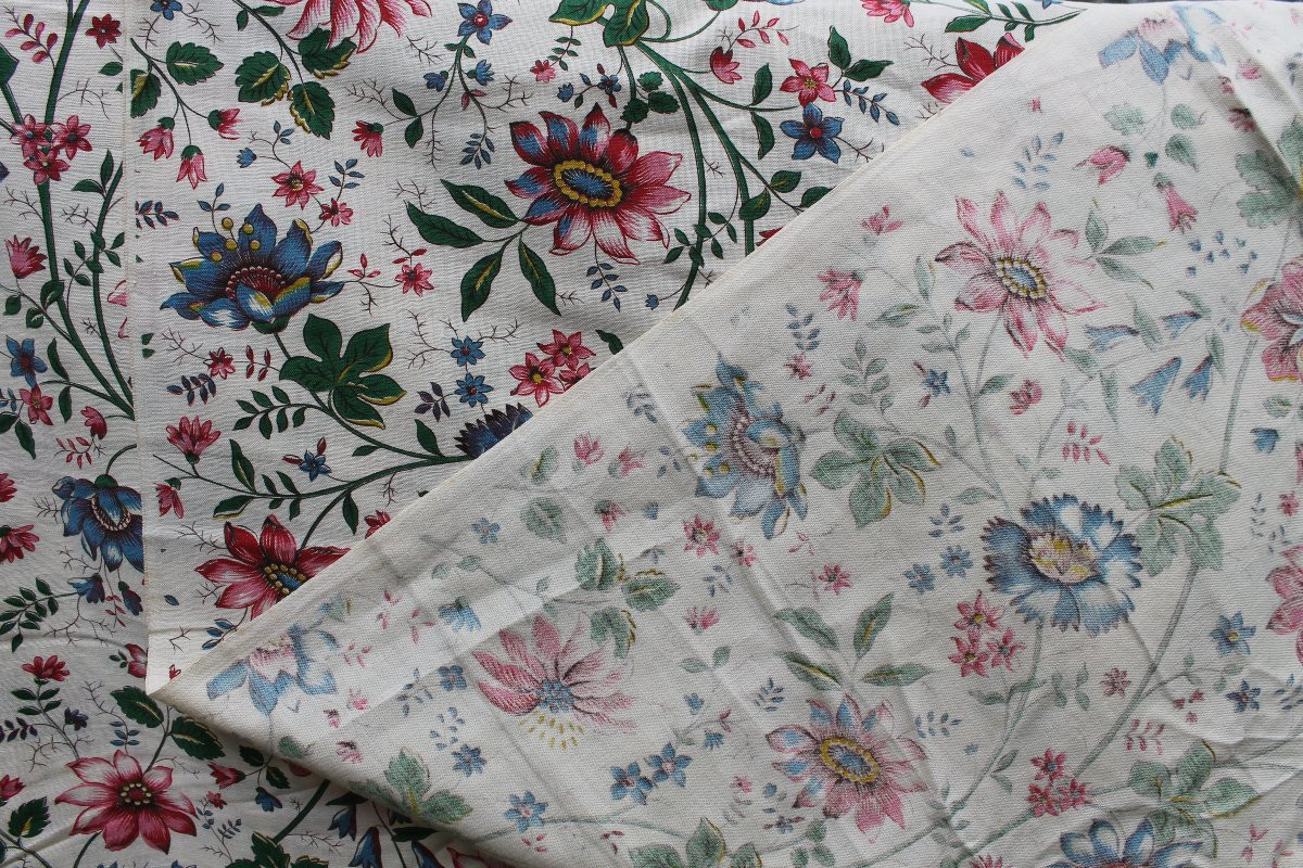 Métrage de tissu floral avec un décor à l'indienne Etat parfait Long :  8, 60 m -photo-2