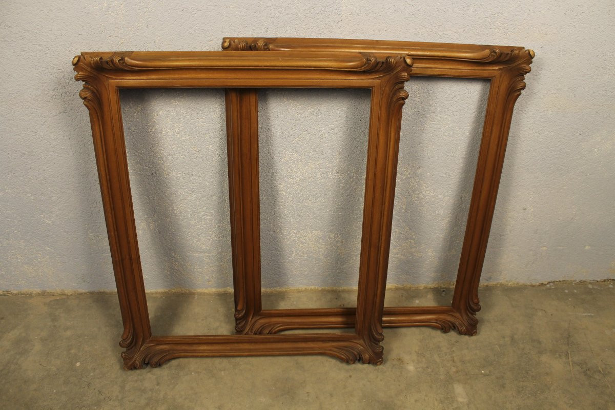 Paire de cadres Art Nouveau en bois massif époque fin 19ème Jugendstil-photo-8