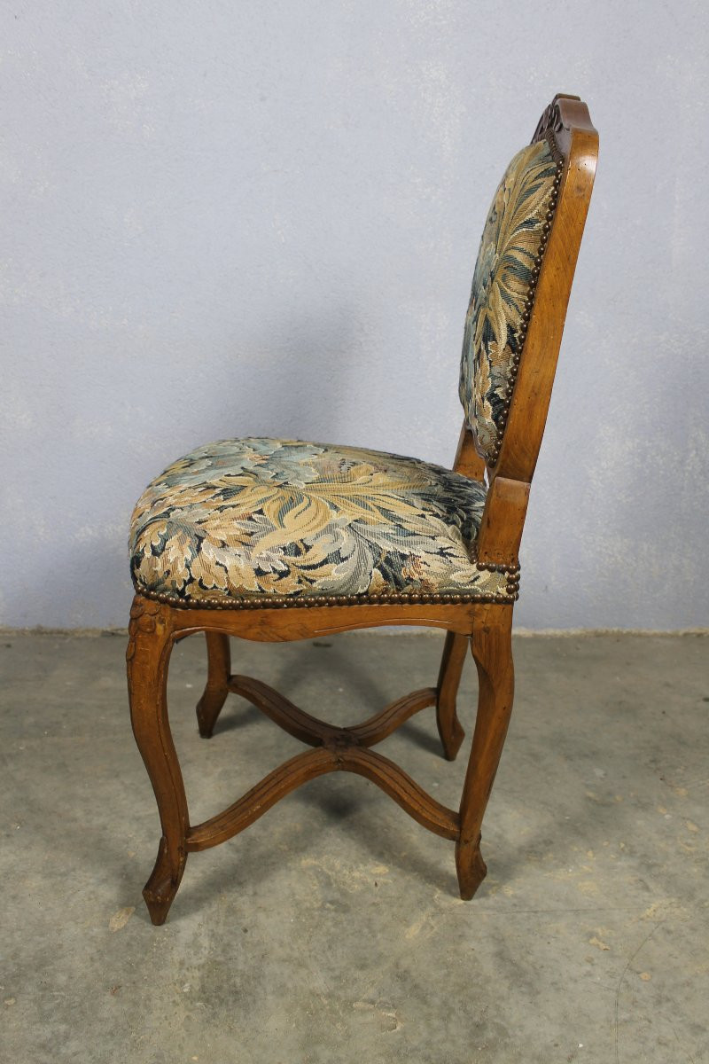 Henri Amand Set Of 5 Natural Wood Chairs Stamped Louis XV Period 18th Century-photo-3