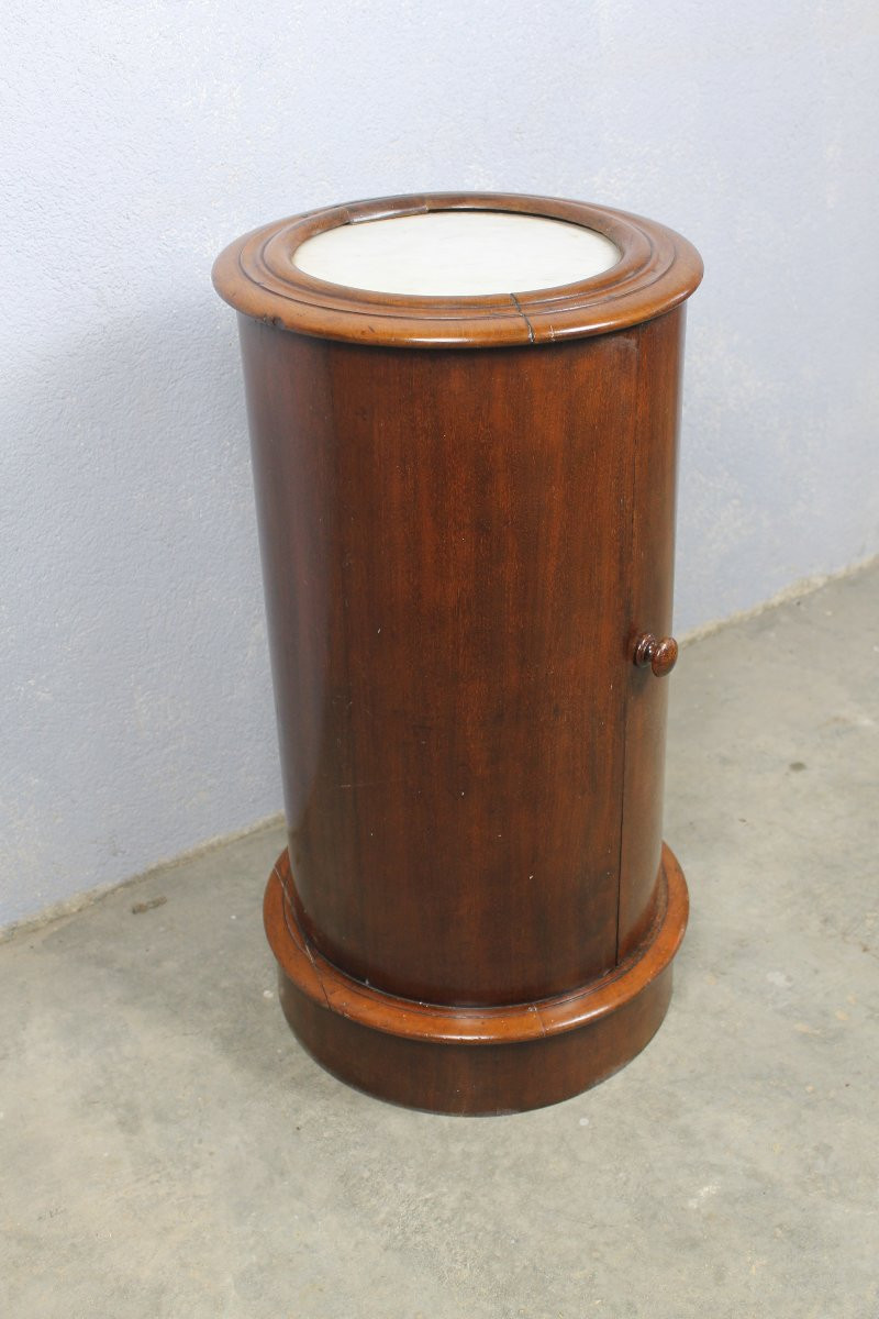 Somno en acajou dessus marbre blanc époque Restauration 19ème-photo-3