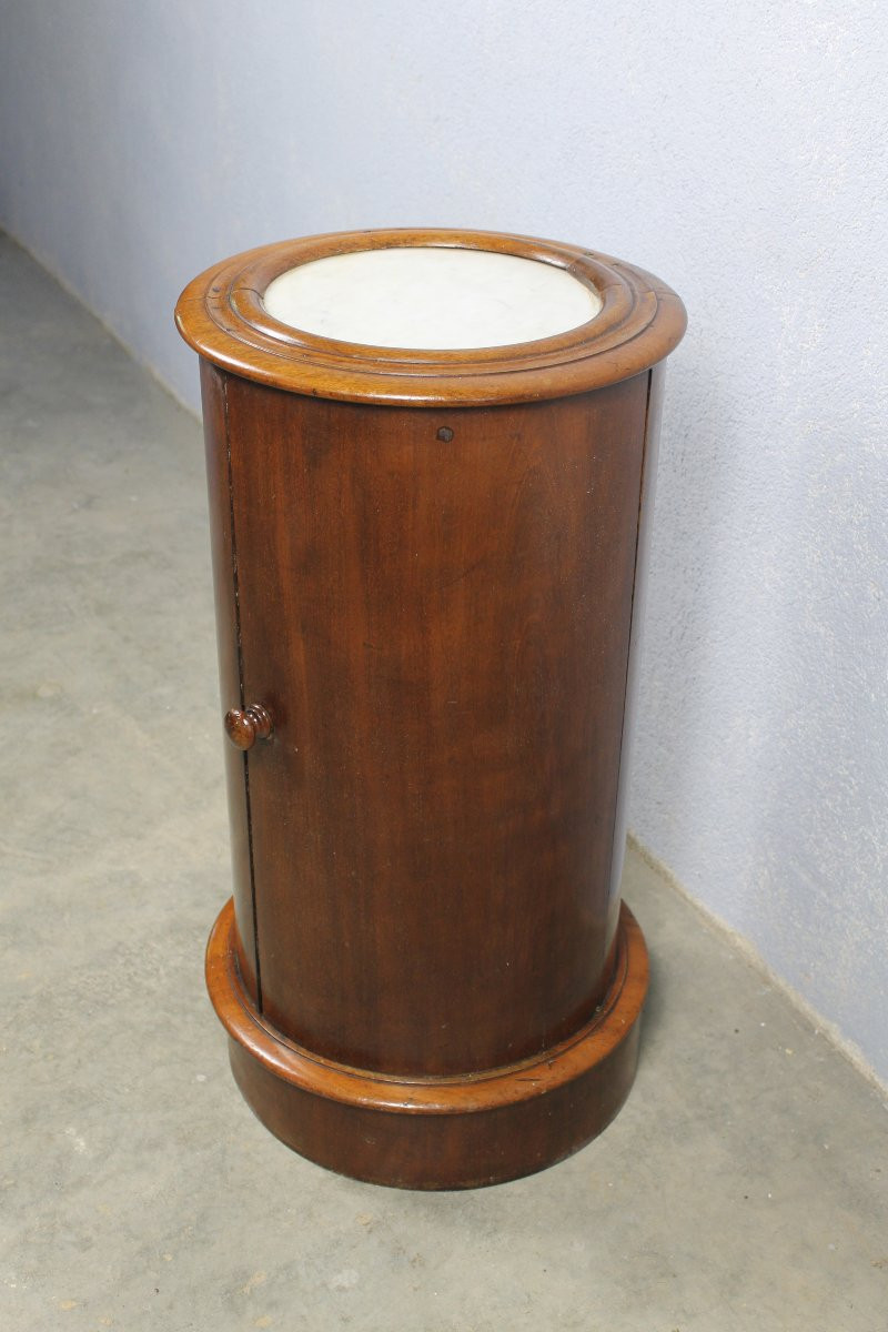 Somno en acajou dessus marbre blanc époque Restauration 19ème-photo-4