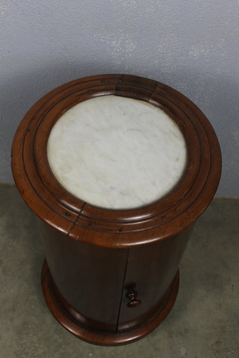 Somno en acajou dessus marbre blanc époque Restauration 19ème-photo-1
