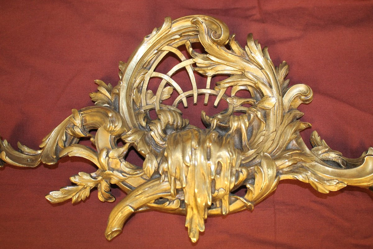 Decorative Bronze Furniture In Rococo Style Representing A Waterfall, 19th Century, W: 48.5 Cm-photo-2