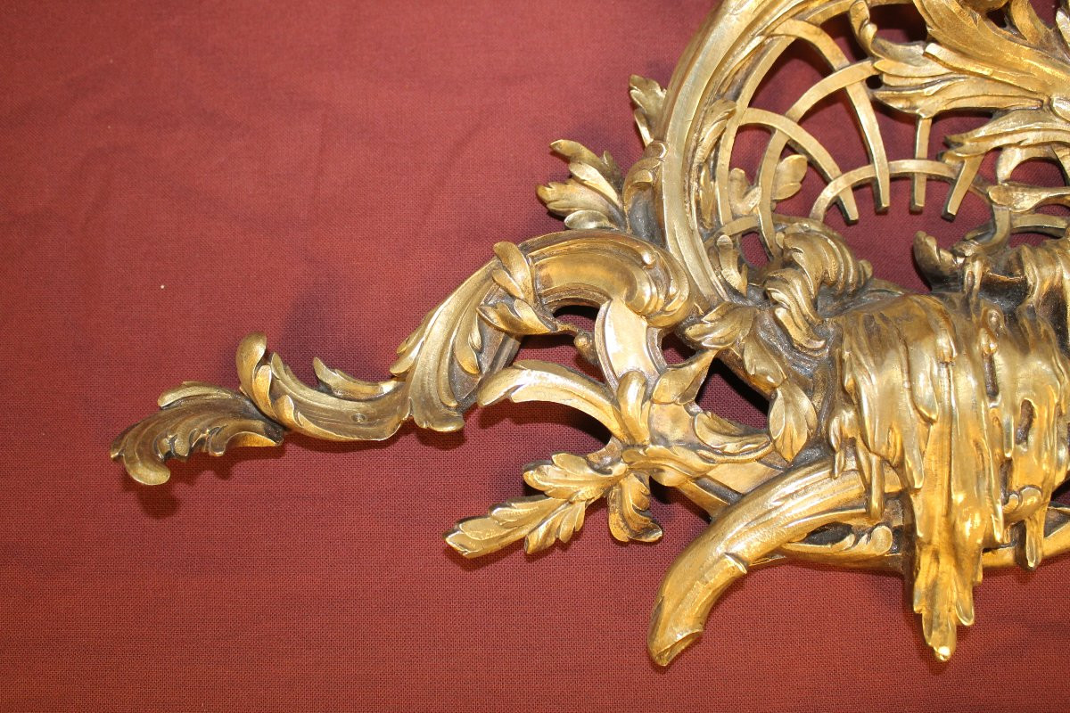 Decorative Bronze Furniture In Rococo Style Representing A Waterfall, 19th Century, W: 48.5 Cm-photo-3