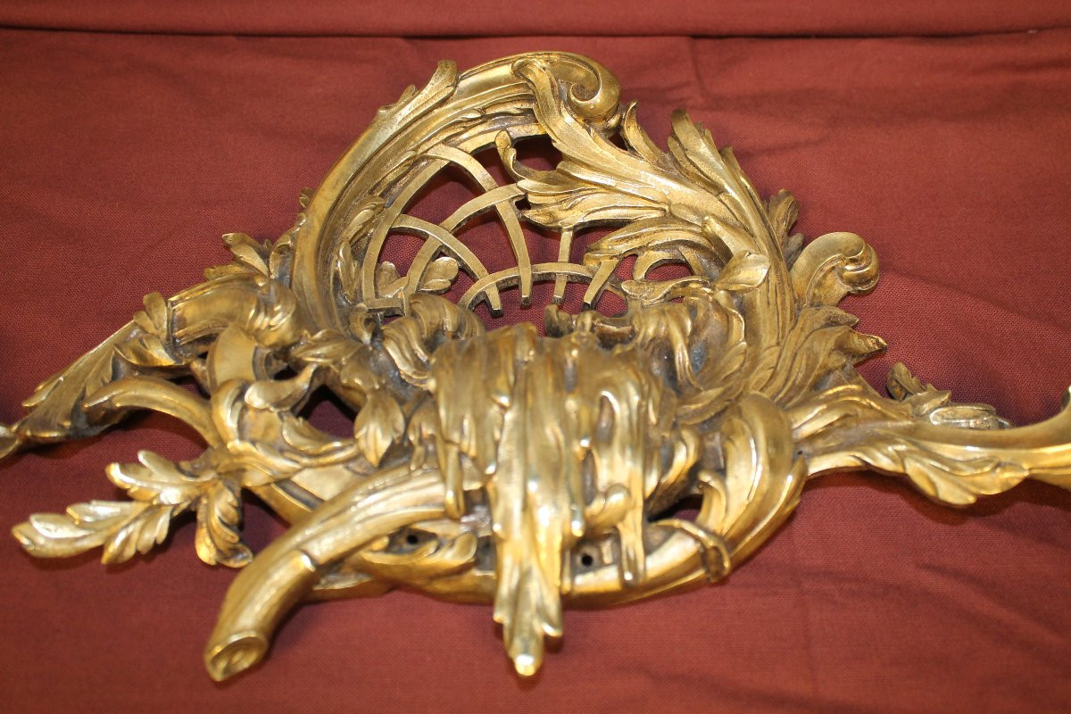 Decorative Bronze Furniture In Rococo Style Representing A Waterfall, 19th Century, W: 48.5 Cm-photo-2