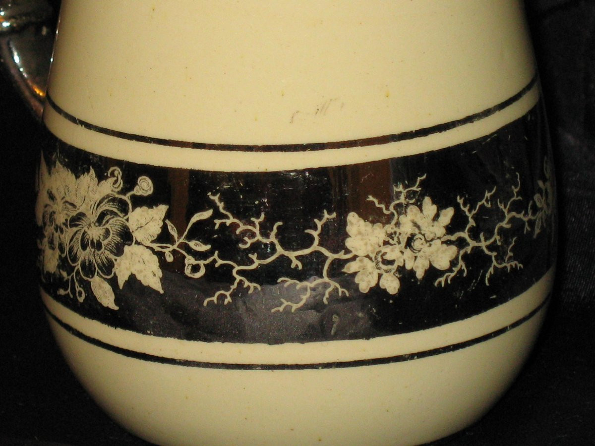 19th-century Earthenware Chocolate Pot From Langeais, Signed Cb, Decorated With Pansies.-photo-4