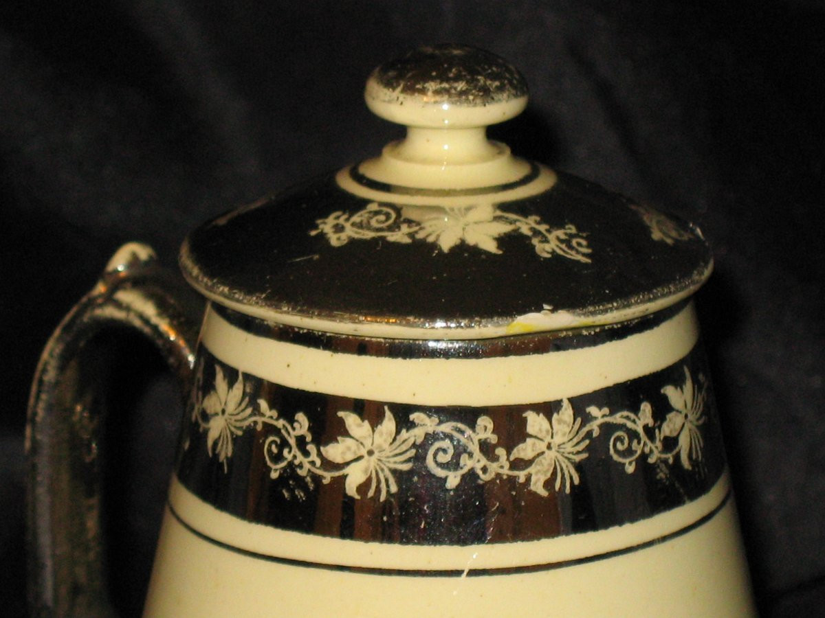 19th-century Earthenware Chocolate Pot From Langeais, Signed Cb, Decorated With Pansies.-photo-5