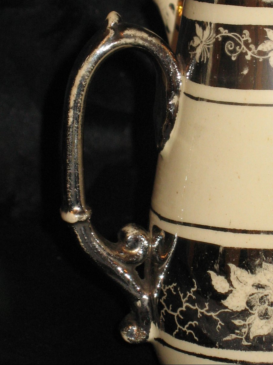 19th-century Earthenware Chocolate Pot From Langeais, Signed Cb, Decorated With Pansies.-photo-6