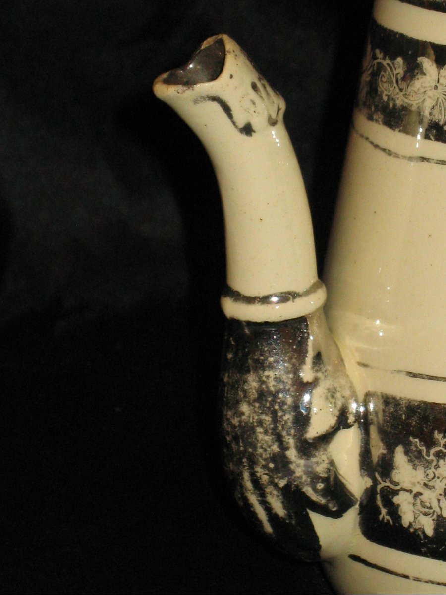 19th-century Earthenware Chocolate Pot From Langeais, Signed Cb, Decorated With Pansies.-photo-7