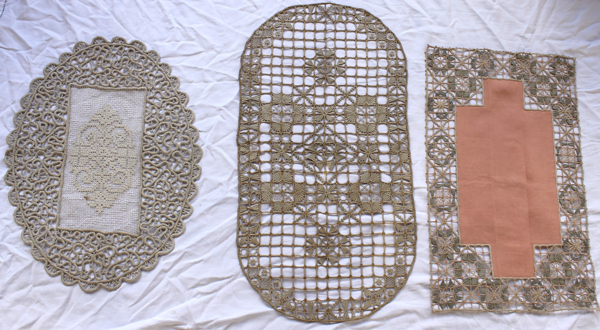 Art Deco Lace Centerpieces, Set Of 3