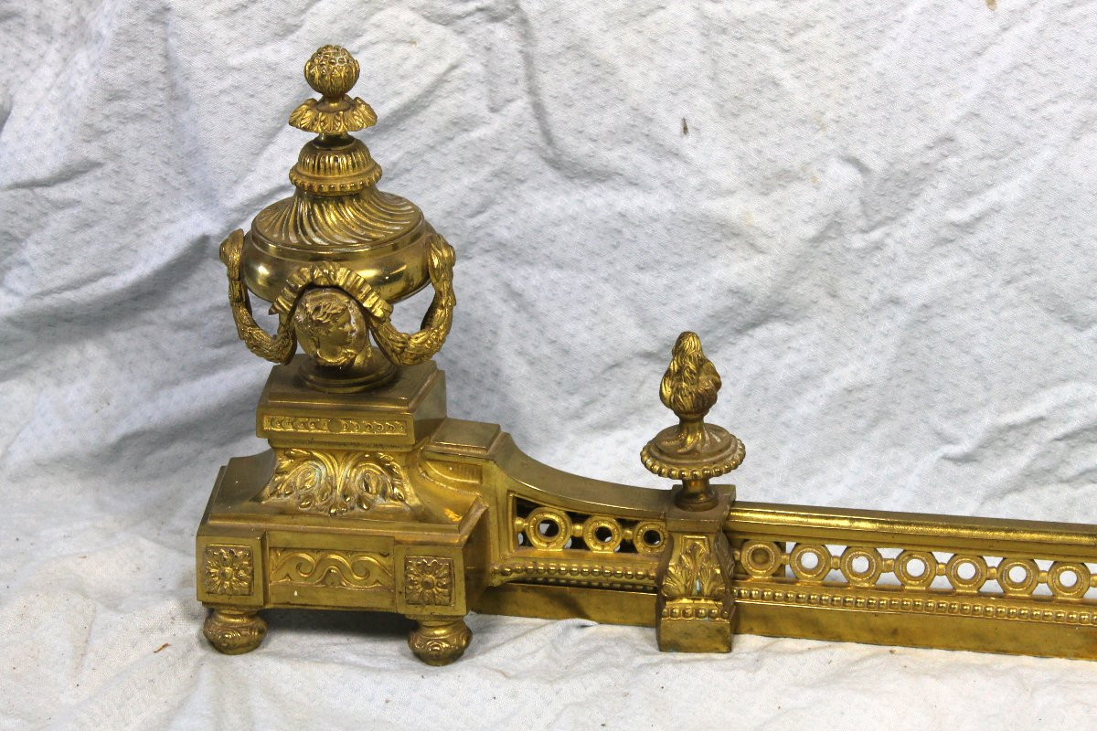 Louis XVI Style Bronze Fireplace Mantel Guard, 19th Century-photo-4