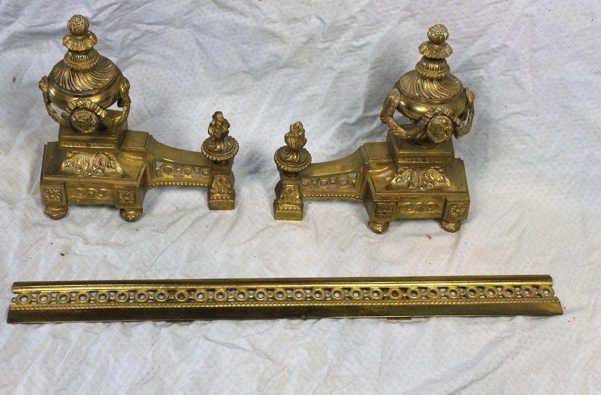 Louis XVI Style Bronze Fireplace Mantel Guard, 19th Century-photo-7