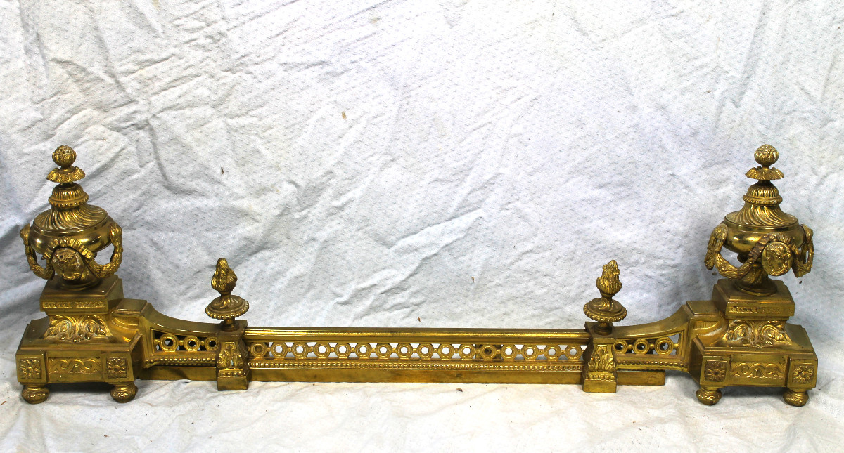 Louis XVI Style Bronze Fireplace Mantel Guard, 19th Century