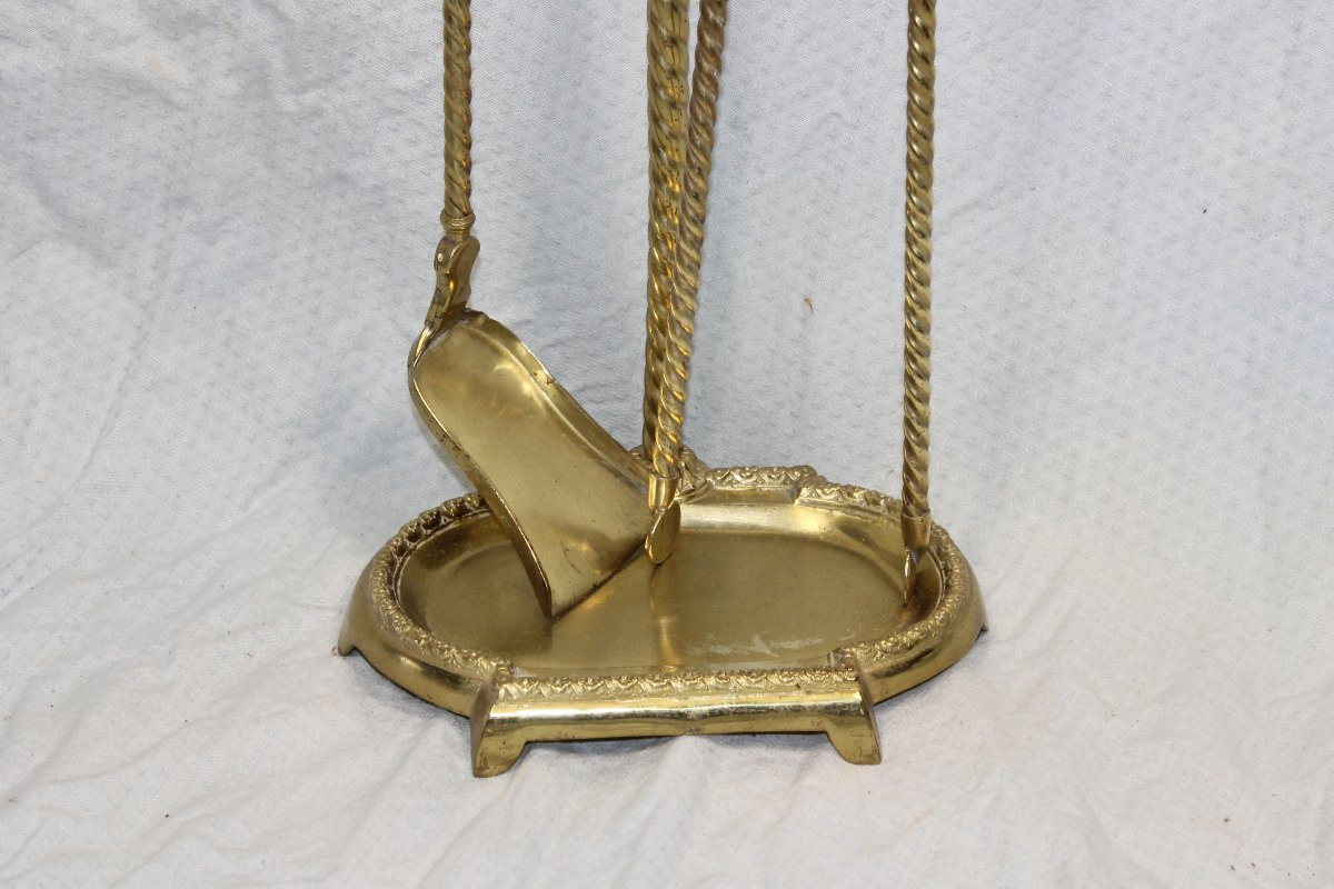Serviteur de cheminée en bronze de style Louis XVI époque 19ème-photo-2