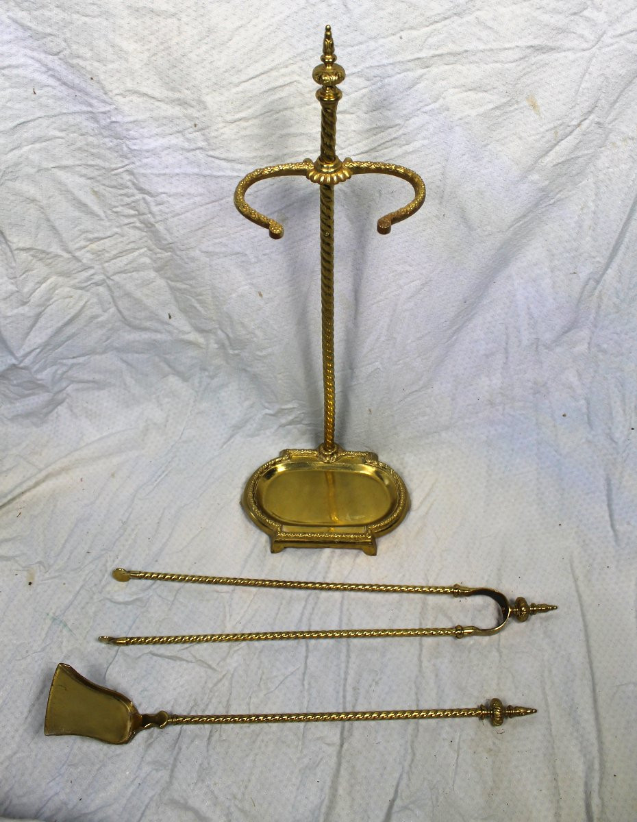 Serviteur de cheminée en bronze de style Louis XVI époque 19ème-photo-4