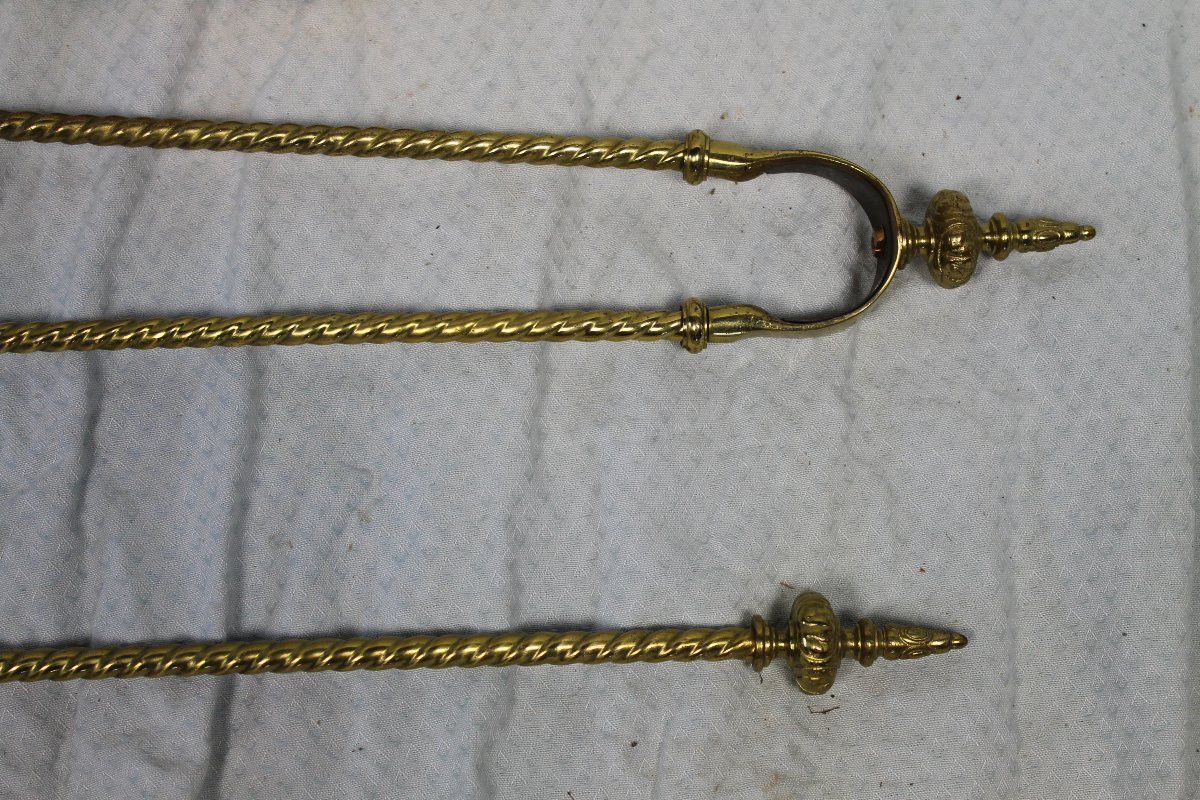 Serviteur de cheminée en bronze de style Louis XVI époque 19ème-photo-1