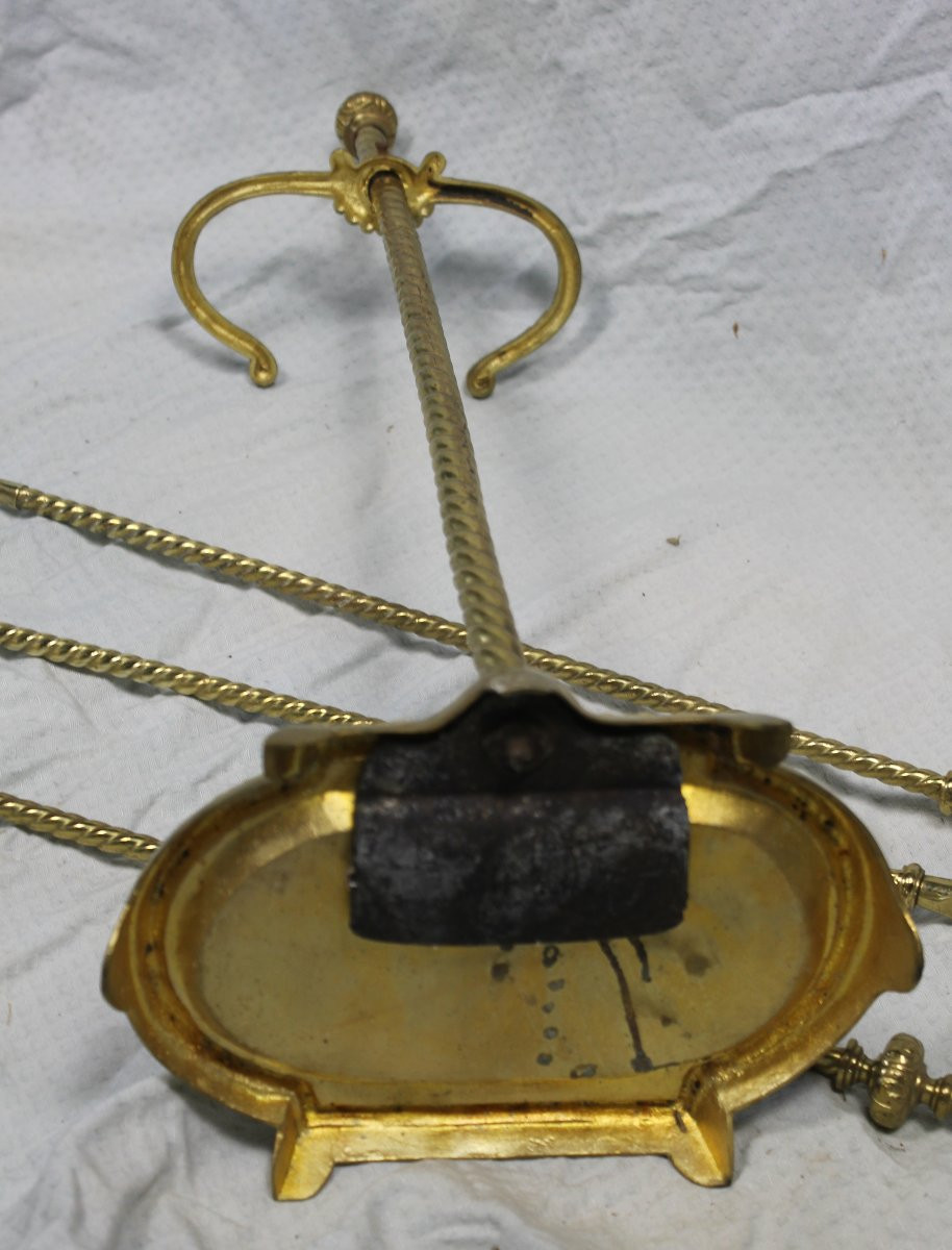 Serviteur de cheminée en bronze de style Louis XVI époque 19ème-photo-6
