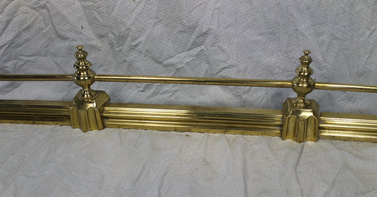 Barre de foyer - devant de cheminée époque Louis-Philippe en bronze et laiton époque 19ème-photo-2