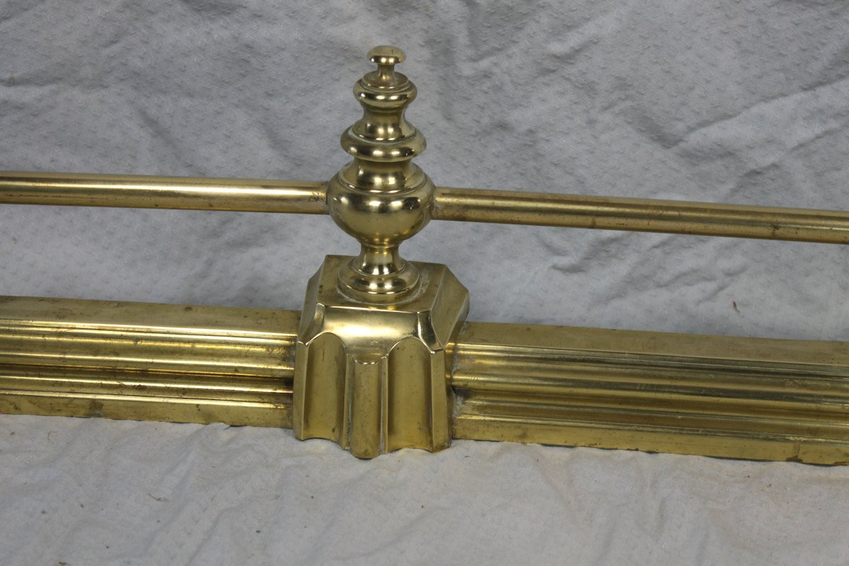 Barre de foyer - devant de cheminée époque Louis-Philippe en bronze et laiton époque 19ème-photo-3