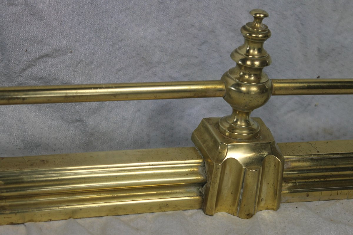 Barre de foyer - devant de cheminée époque Louis-Philippe en bronze et laiton époque 19ème-photo-4