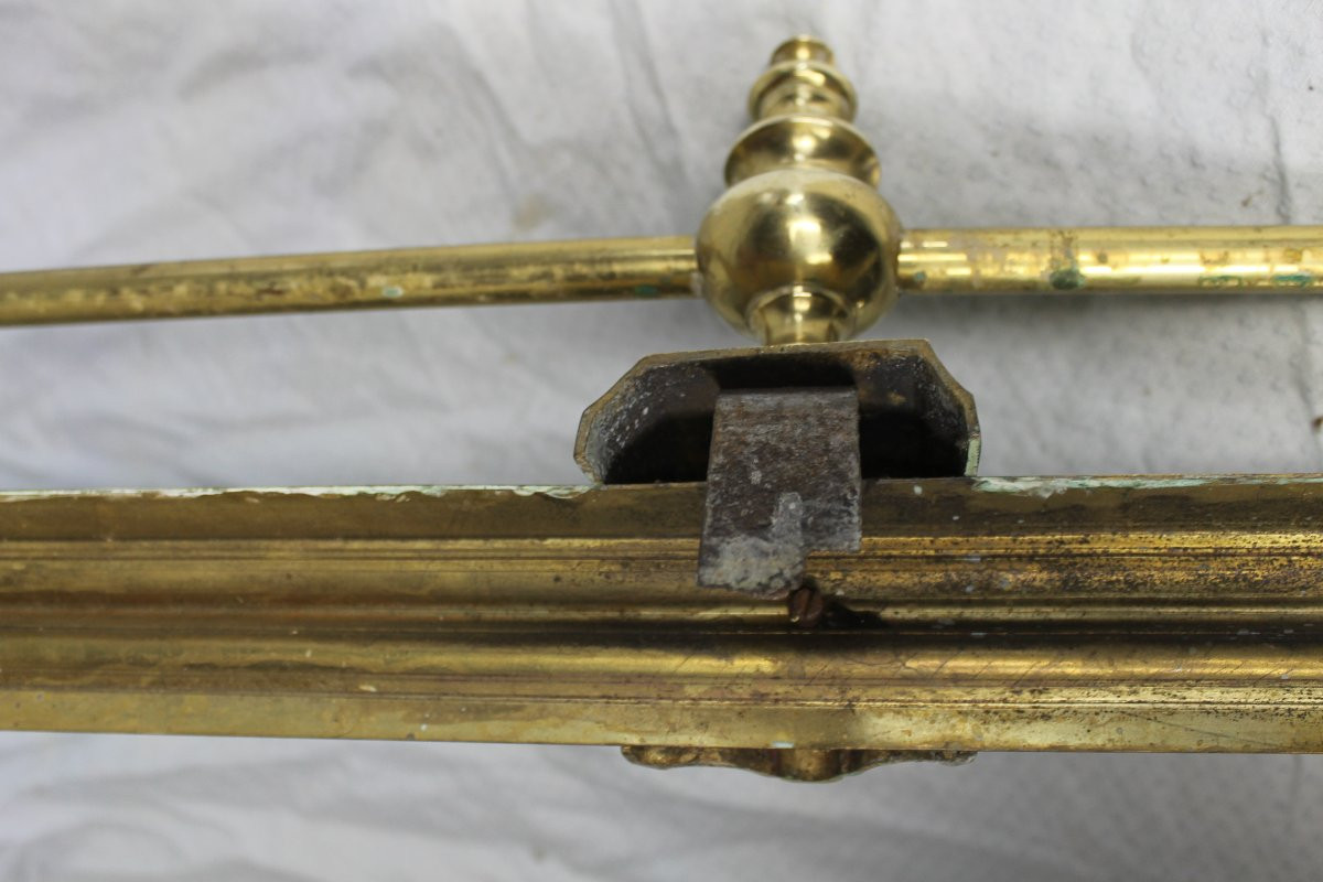 Barre de foyer - devant de cheminée époque Louis-Philippe en bronze et laiton époque 19ème-photo-2