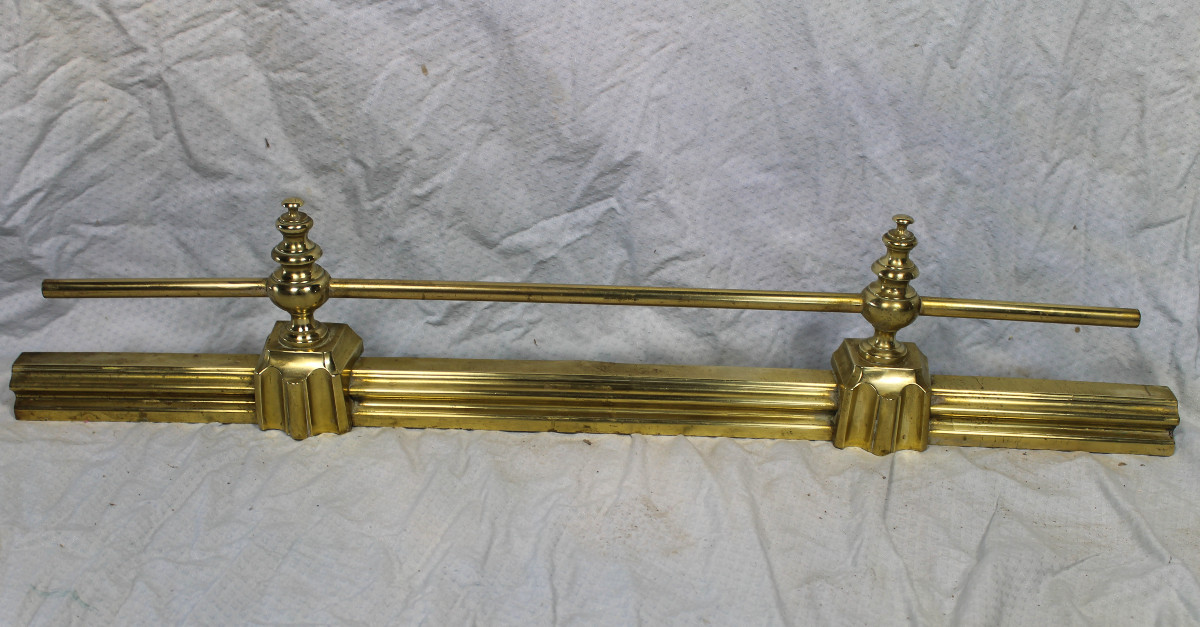 Barre de foyer - devant de cheminée époque Louis-Philippe en bronze et laiton époque 19ème