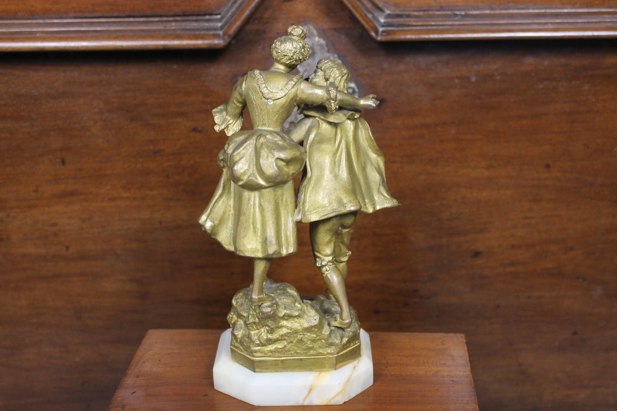 Sculpture en bronze de Barthelemy - le passage du gué - époque 19ème-photo-3