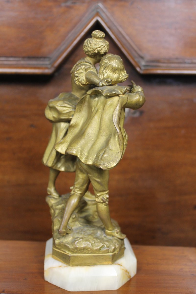 Sculpture en bronze de Barthelemy - le passage du gué - époque 19ème-photo-4