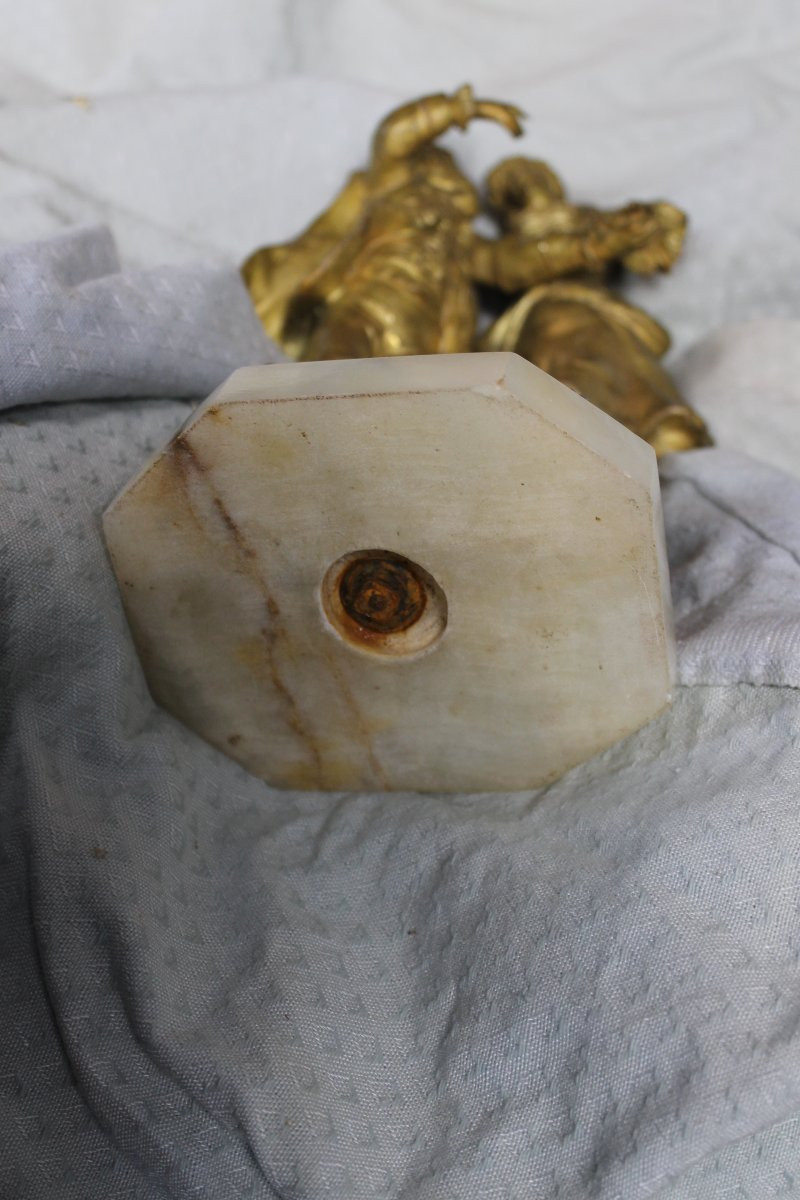 Sculpture en bronze de Barthelemy - le passage du gué - époque 19ème-photo-6