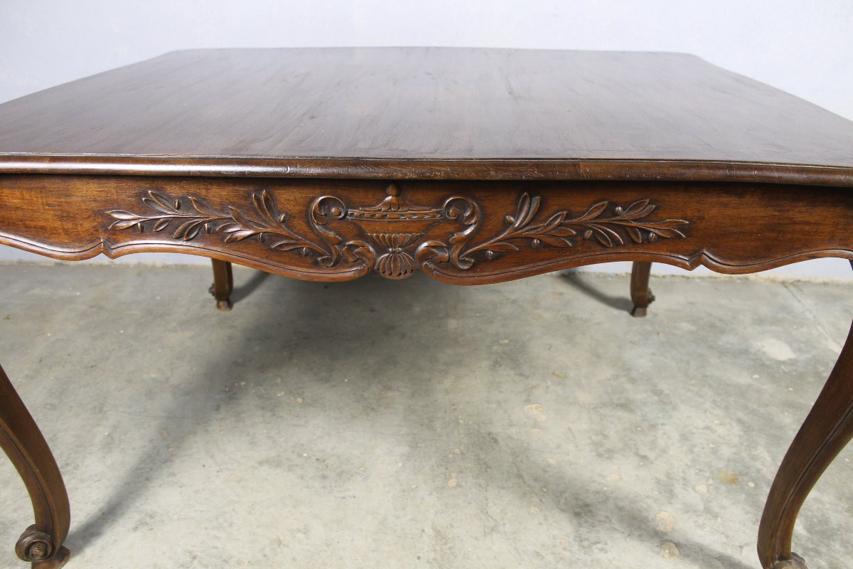 Grande table bureau en noyer sculpté avec allonges style provençal ép. fin 19ème-photo-3