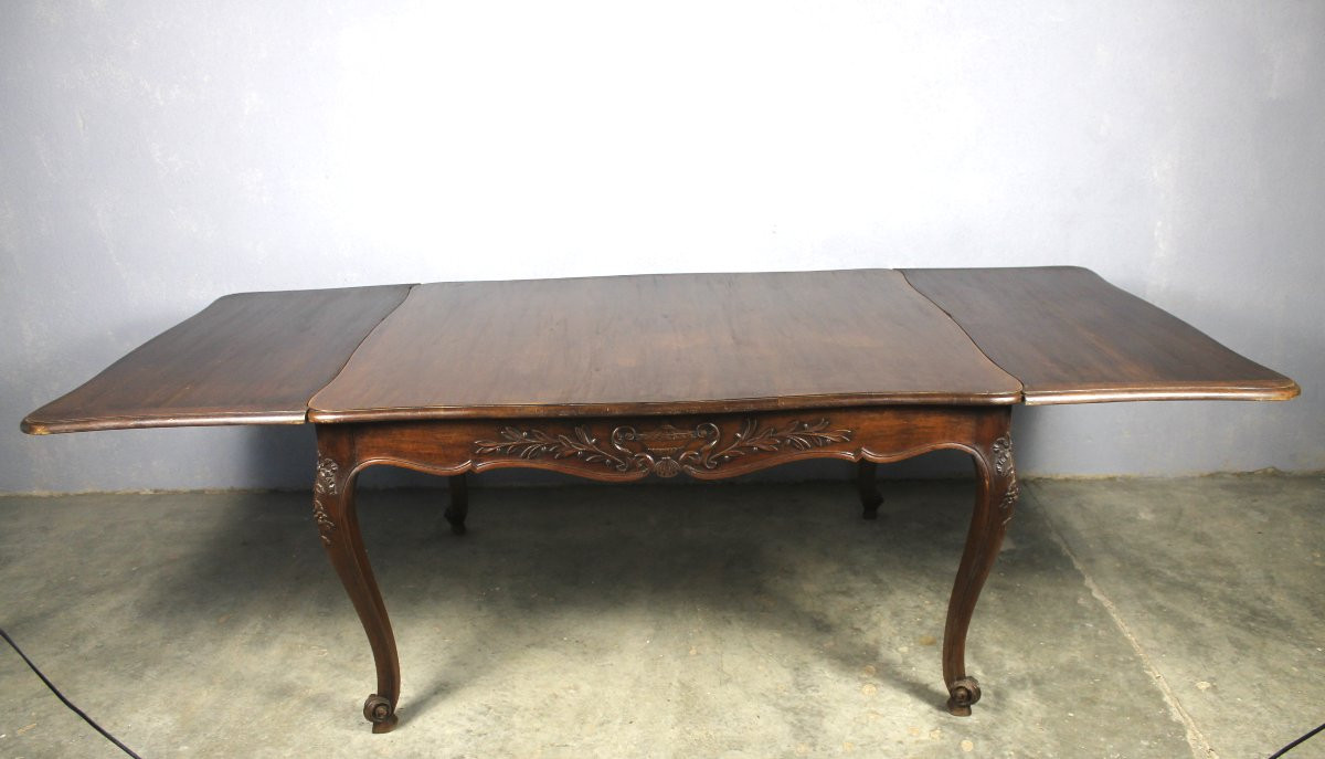 Grande table bureau en noyer sculpté avec allonges style provençal ép. fin 19ème-photo-4