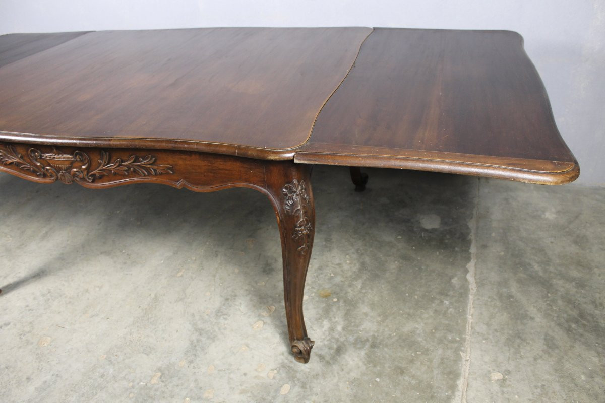 Grande table bureau en noyer sculpté avec allonges style provençal ép. fin 19ème-photo-5