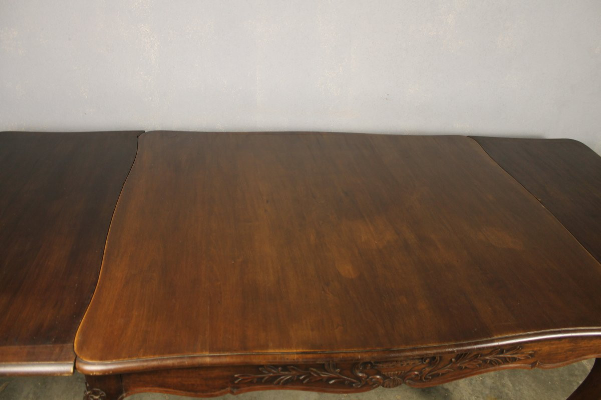 Grande table bureau en noyer sculpté avec allonges style provençal ép. fin 19ème-photo-6