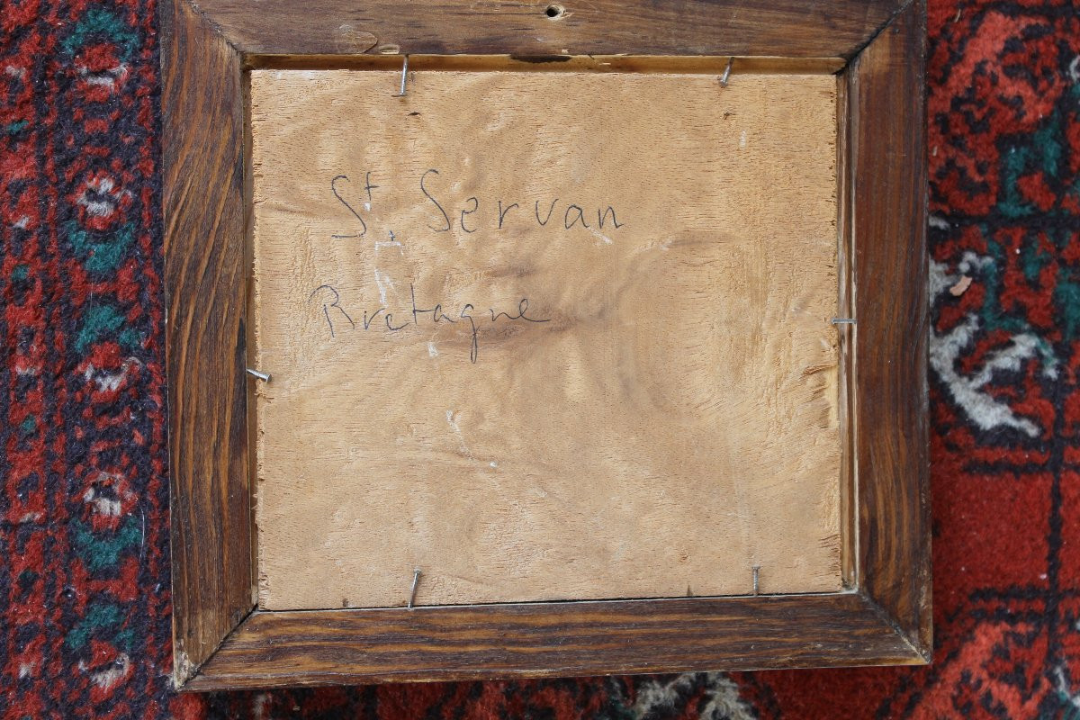 4 vues de Bretagne encadrées Saint Servan sur mer, Concarneau, Quiberon, Cancale huiles signées-photo-4