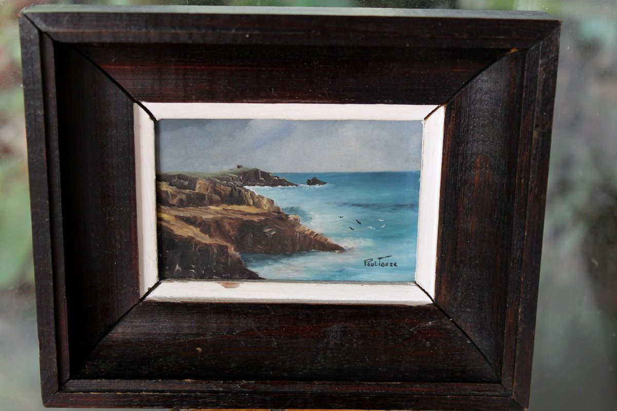 4 vues de Bretagne encadrées Saint Servan sur mer, Concarneau, Quiberon, Cancale huiles signées-photo-6