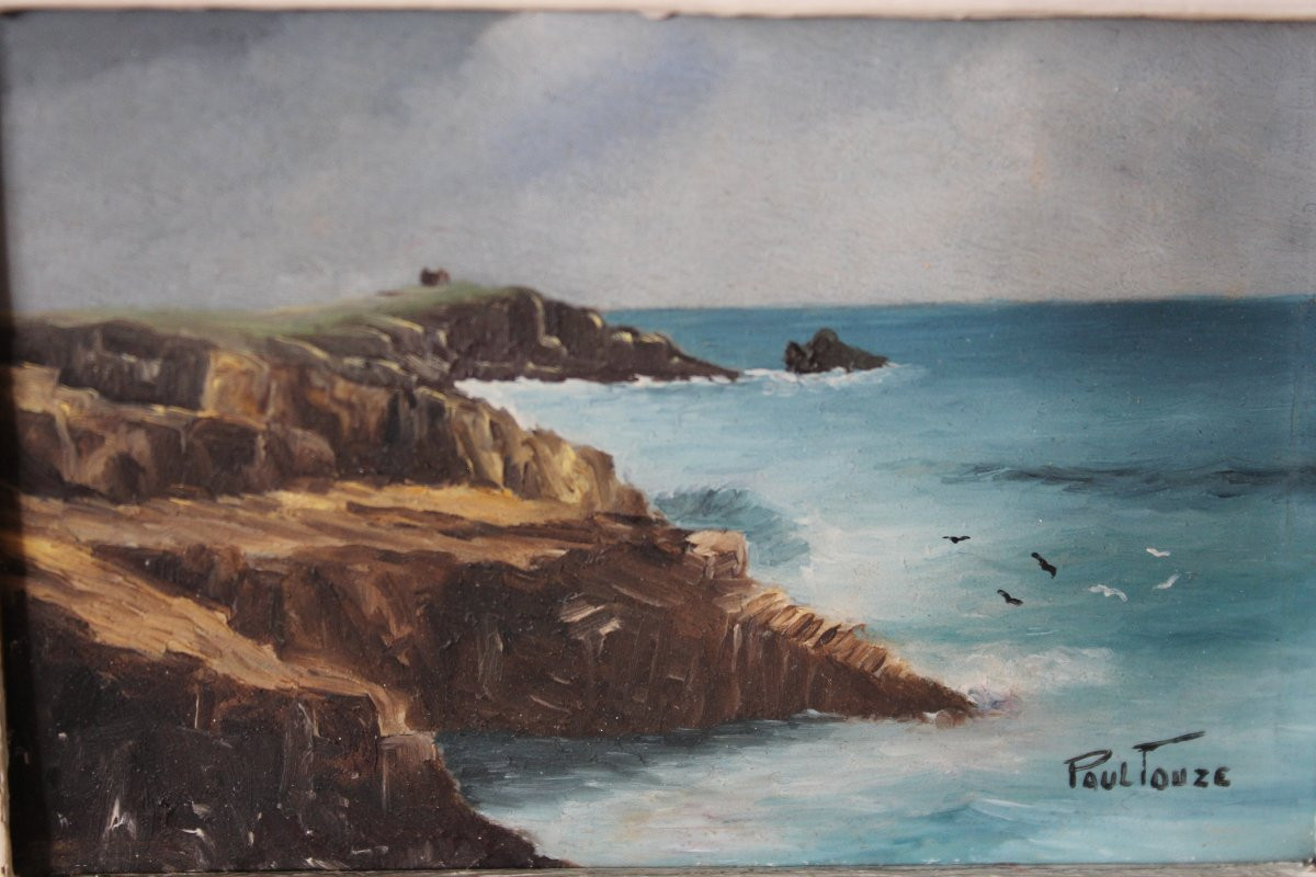 4 vues de Bretagne encadrées Saint Servan sur mer, Concarneau, Quiberon, Cancale huiles signées-photo-7