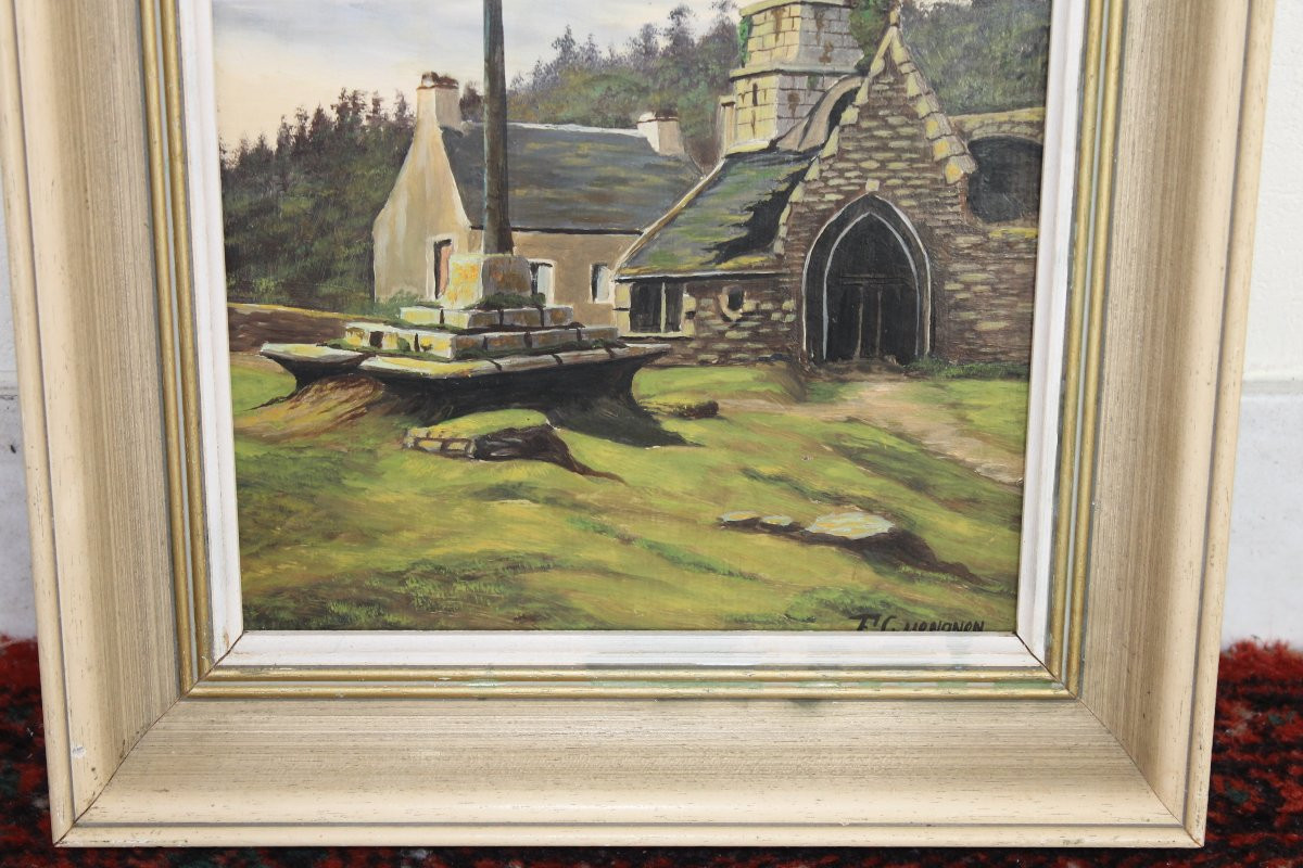 F. Guenanen Landscape Of Brittany, Oil On Canvas, Mid-20th Century-photo-3