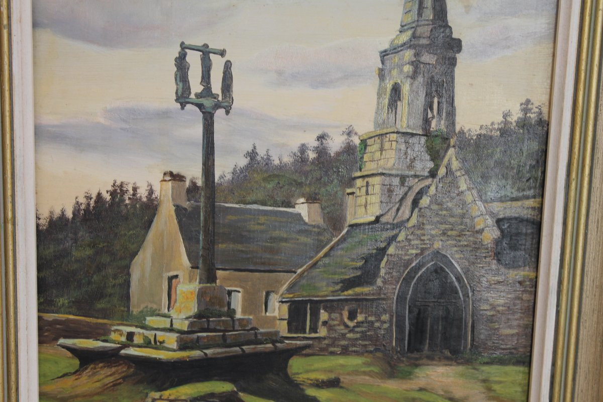 F. Guenanen Landscape Of Brittany, Oil On Canvas, Mid-20th Century-photo-4