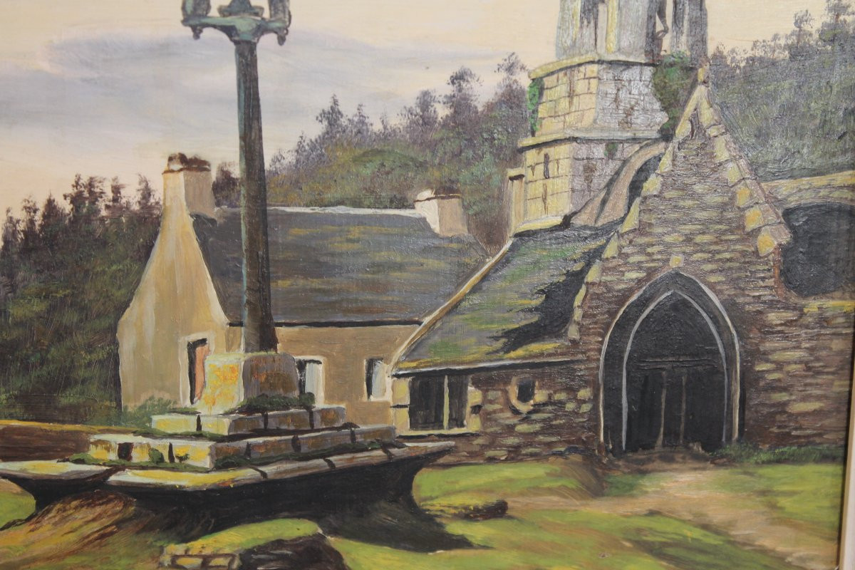 F. Guenanen Landscape Of Brittany, Oil On Canvas, Mid-20th Century-photo-3