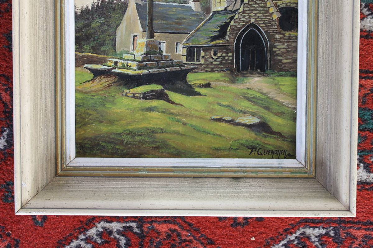 F. Guenanen Landscape Of Brittany, Oil On Canvas, Mid-20th Century-photo-5