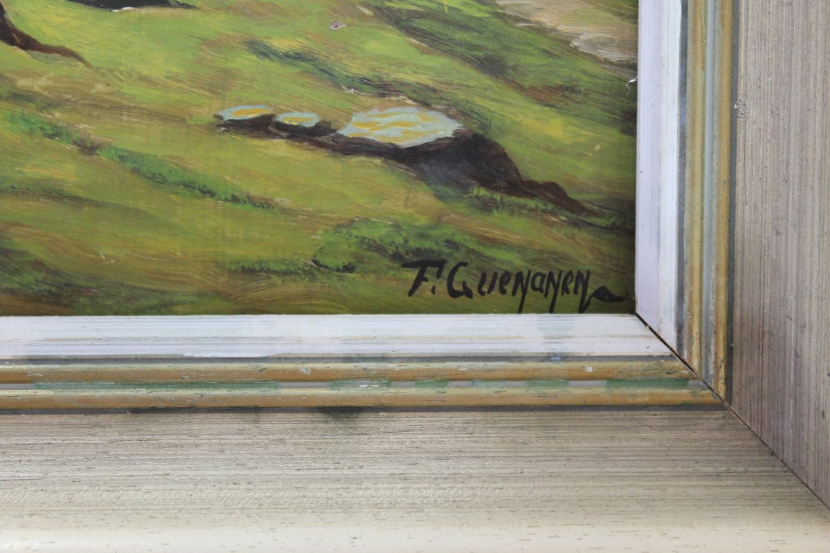 F. Guenanen Landscape Of Brittany, Oil On Canvas, Mid-20th Century-photo-6