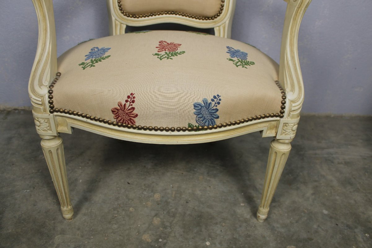 Pair Of Transition Style Cabriolet Armchairs From The 20th Century-photo-4