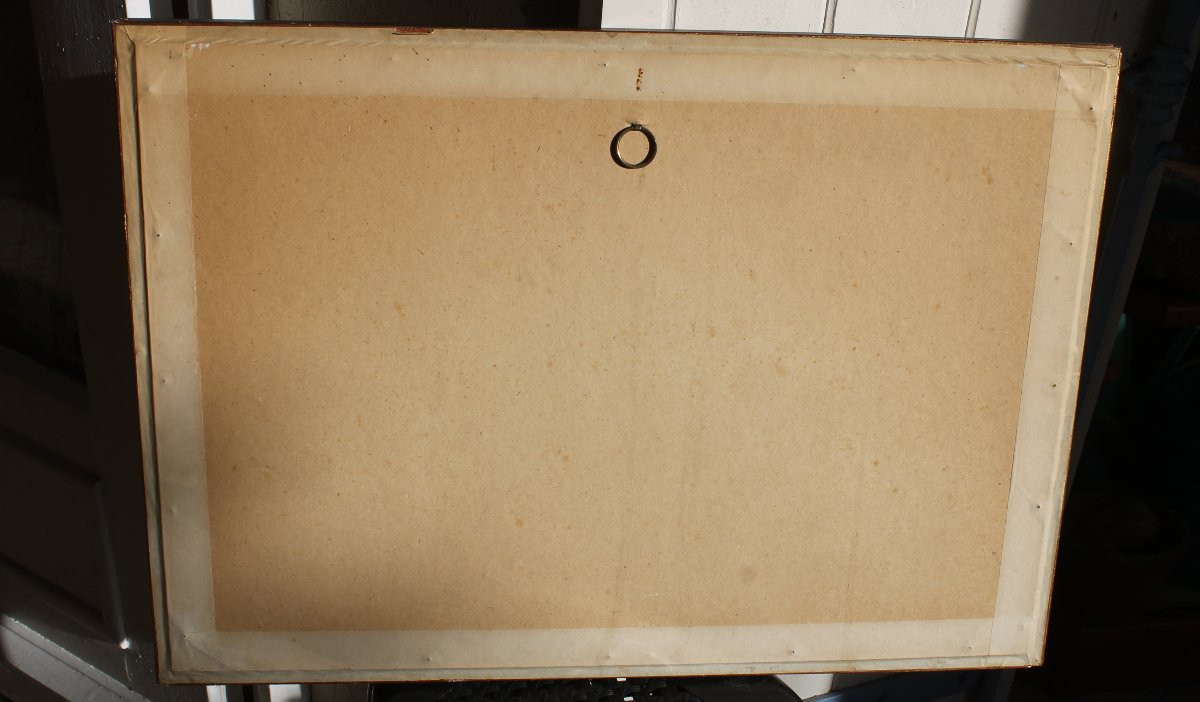 Vue de Maârsen en Hollande Vue d'optique encadrée et aquarellée époque 18ème -photo-5