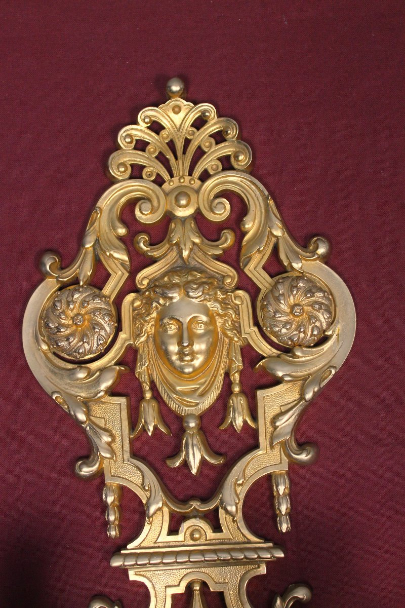 Pair Of Louis XIV Style Bronze Wall Sconces With 3 Lights, 19th Century-photo-4