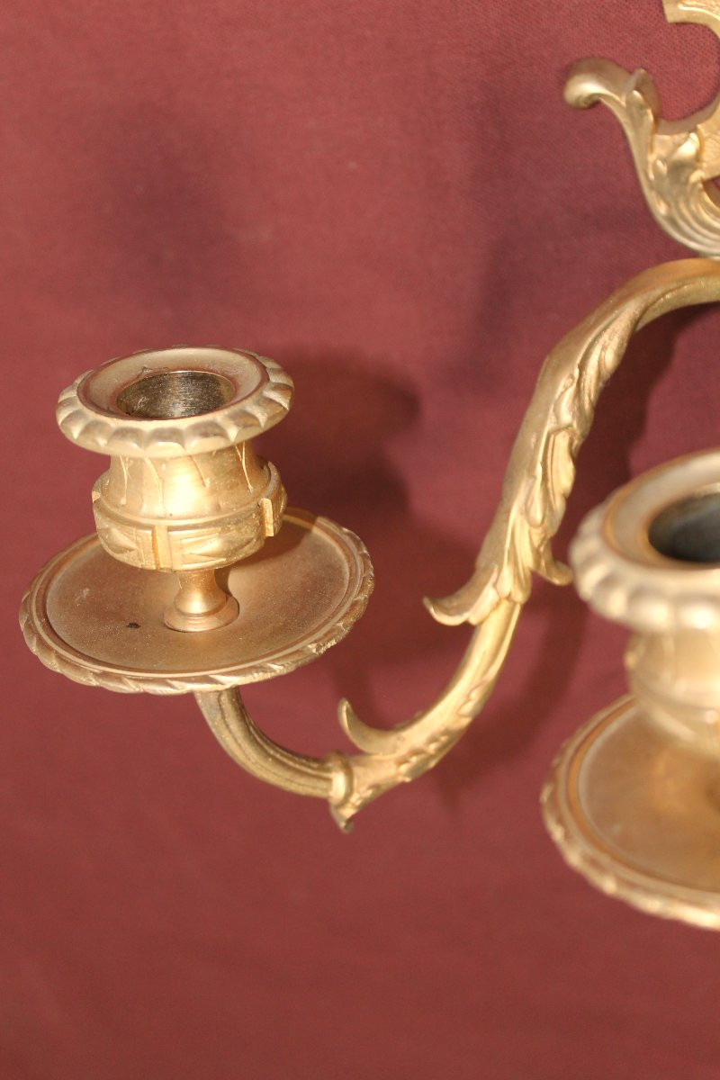 Pair Of Louis XIV Style Bronze Wall Sconces With 3 Lights, 19th Century-photo-5